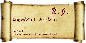 Ungvári Jolán névjegykártya